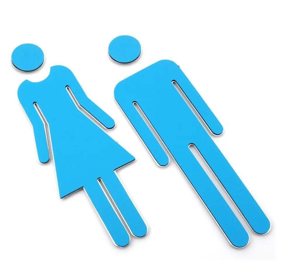 Kalifuer 7.8inch Adhesive Backed Acrylic Bathroom Sign Men Women Toilet | Modern Acrylic Signage - view 3