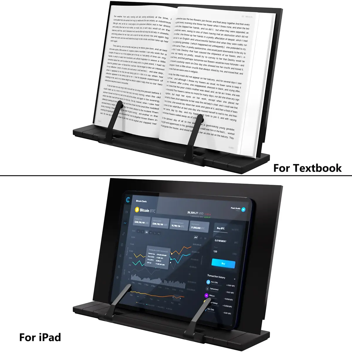READAEER Metal Book Stand for Desk Portable Document Holder with 7 Adjustable Angles | Compact & Sturdy - view 5