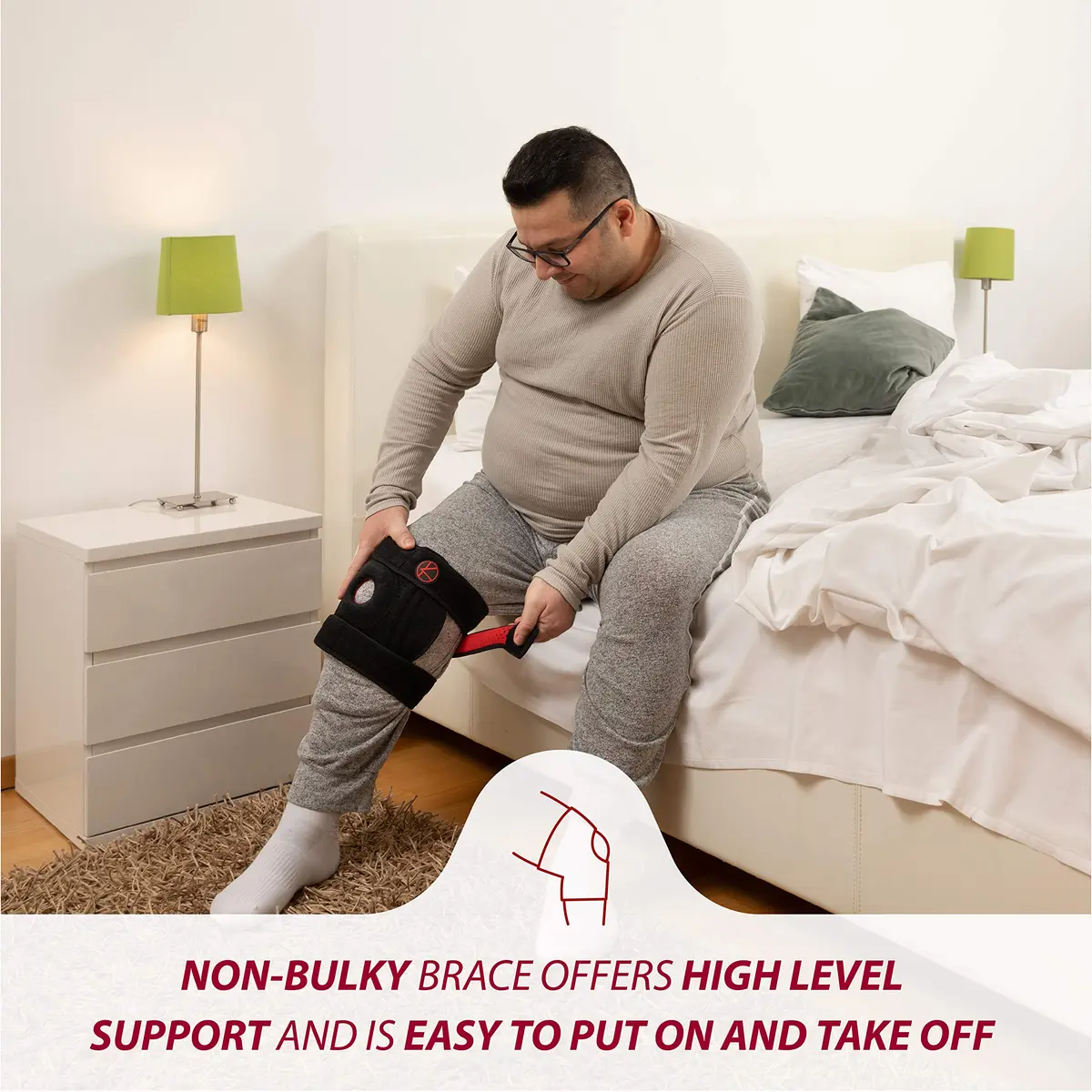 KARM Black Plus Size Knee Brace for Men & Women | Adjustable Support with Side Stabilizers & Open Patella (Size 3: 4XL/5XL/6XL) - view 2