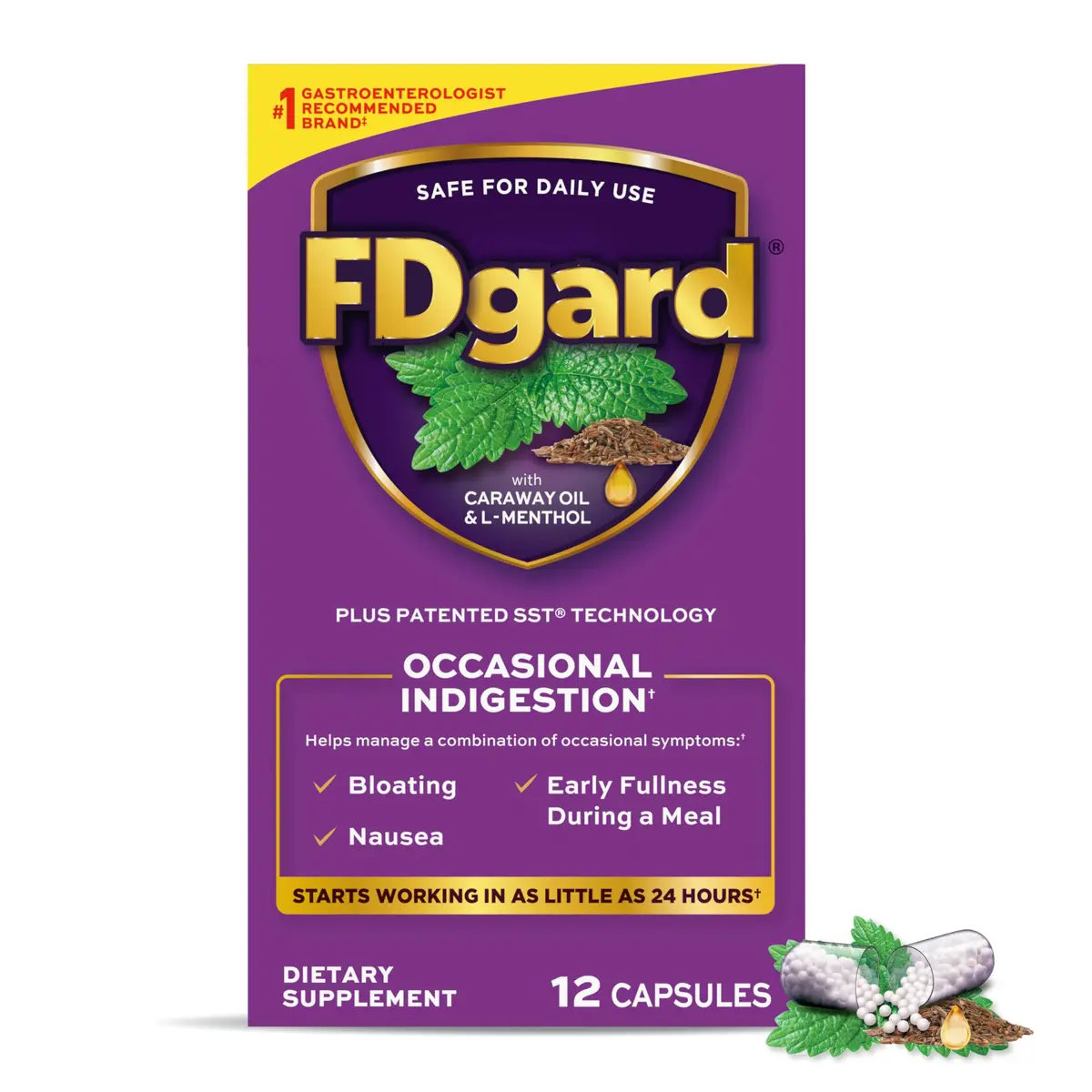 FDgard Gut Health Supplement, 12 Capsules | Supports Occasional Digestive Discomfort - main product image