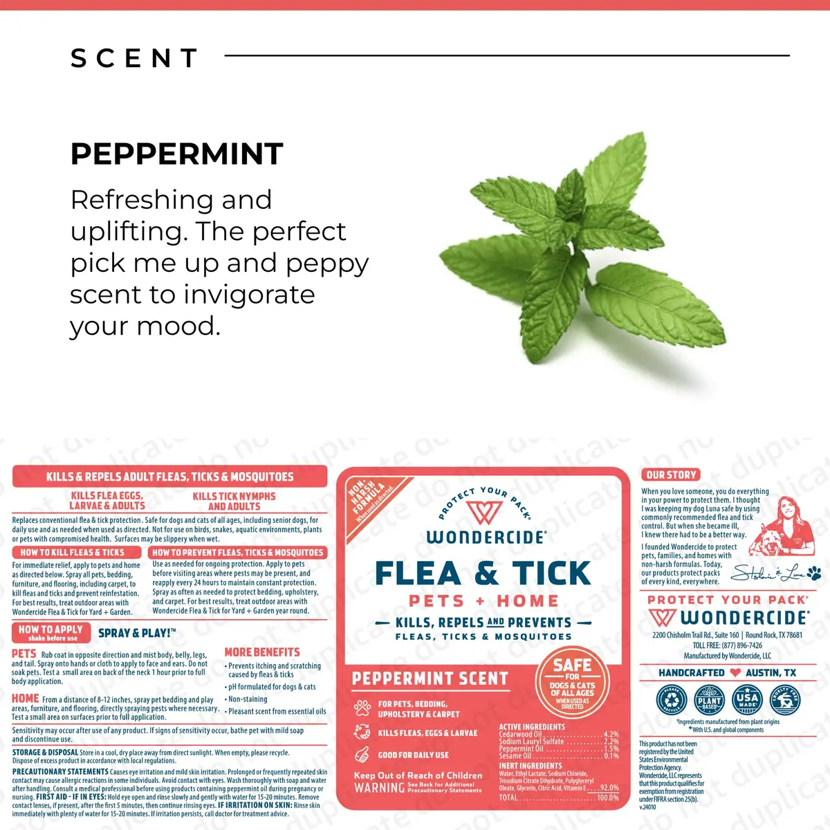 Wondercide Flea Tick & Mosquito Spray Peppermint 473ml (16 Fl Oz) | Plant-Powered Pet & Home Insect Control - view 6