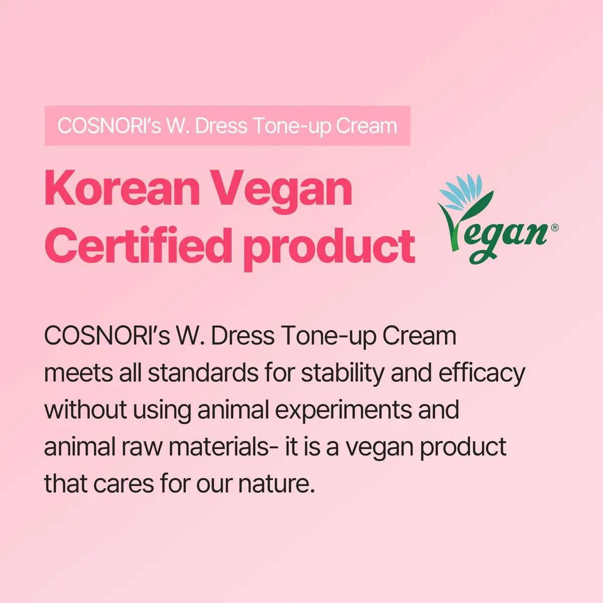 COSNORI W. Dress Tone-up Cream 50ml (1.7 fl. oz.) | Natural Skin Tone Balancer with Hyaluronic Acid - view 3