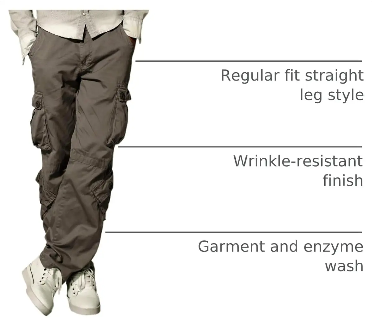 Match Men's Wild Cargo Pants 30 | Regular Fit, 8 Pockets, Cotton Twill - view 4