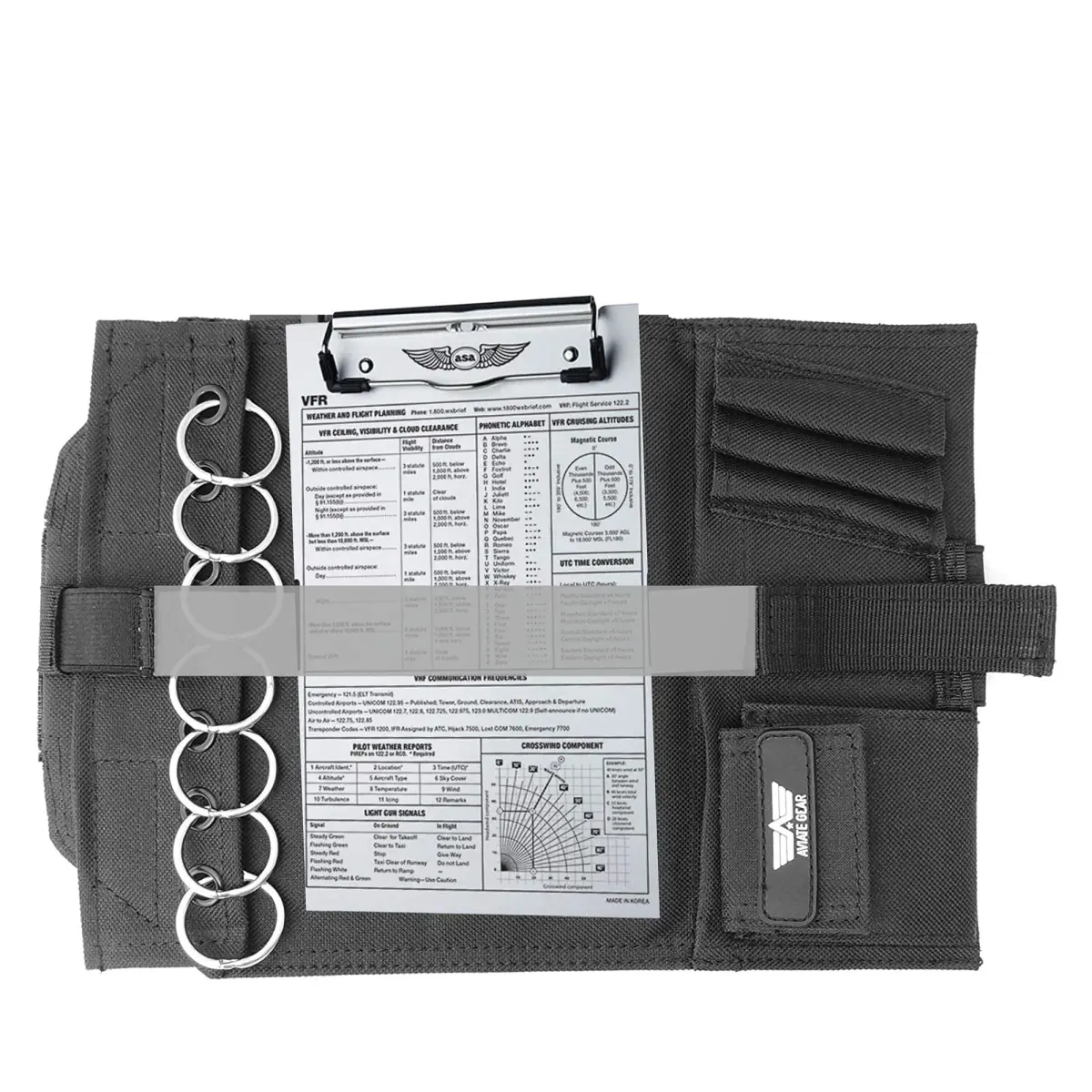 Performore Pilot Kneeboard with Clipboard & Knee Strap - Black, 11.5" x 8.5" | Organize Approach Plates & Checklists - view 5