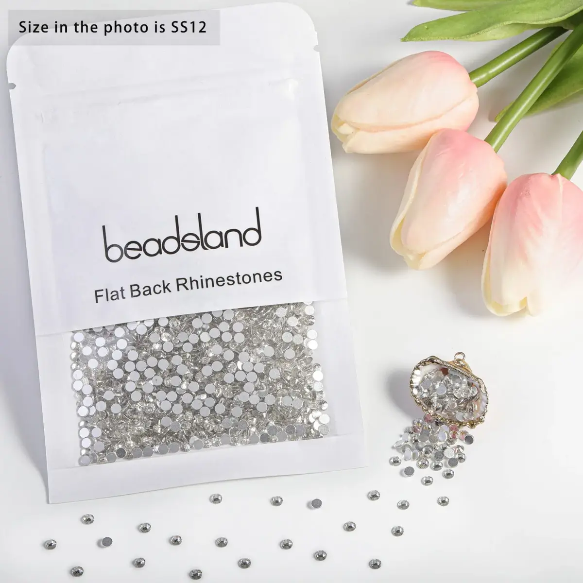 BEADSLAND Flat Back Rhinestones SS12 (1440pcs) | Crystal Glass Gems for Crafts & Nail Art - view 4