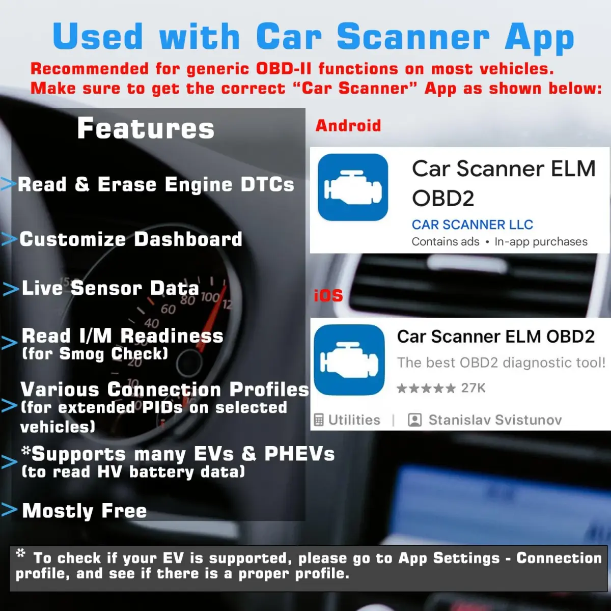 Veepeak OBDCheck BLE+ Bluetooth OBD II Scanner for iOS & Android | Car Check Engine Code Reader Wireless Diagnostic Tool - view 2