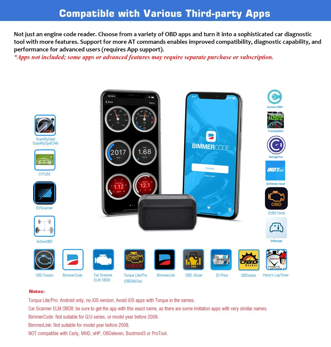 Veepeak OBDCheck BLE+ Bluetooth OBD II Scanner for iOS & Android | Car Check Engine Code Reader Wireless Diagnostic Tool - view 3