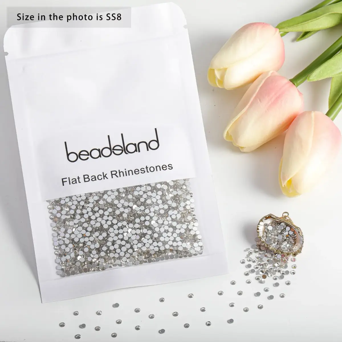BEADSLAND Flat Back Rhinestones SS8 (1440pcs, 2.3-2.5mm) | Glass Crystal Gems for Nail Art & Crafts - view 4