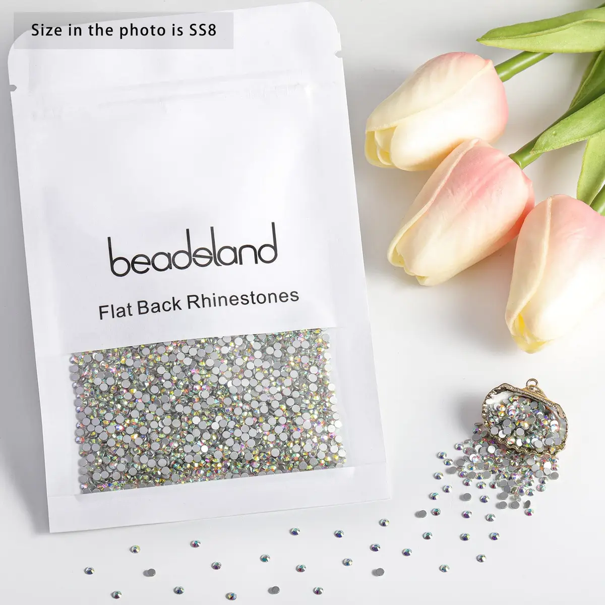 Beadsland Flat Back Crystal Rhinestones SS8 1440pcs | Sparkling AB Finish for Crafts & Nails - view 4