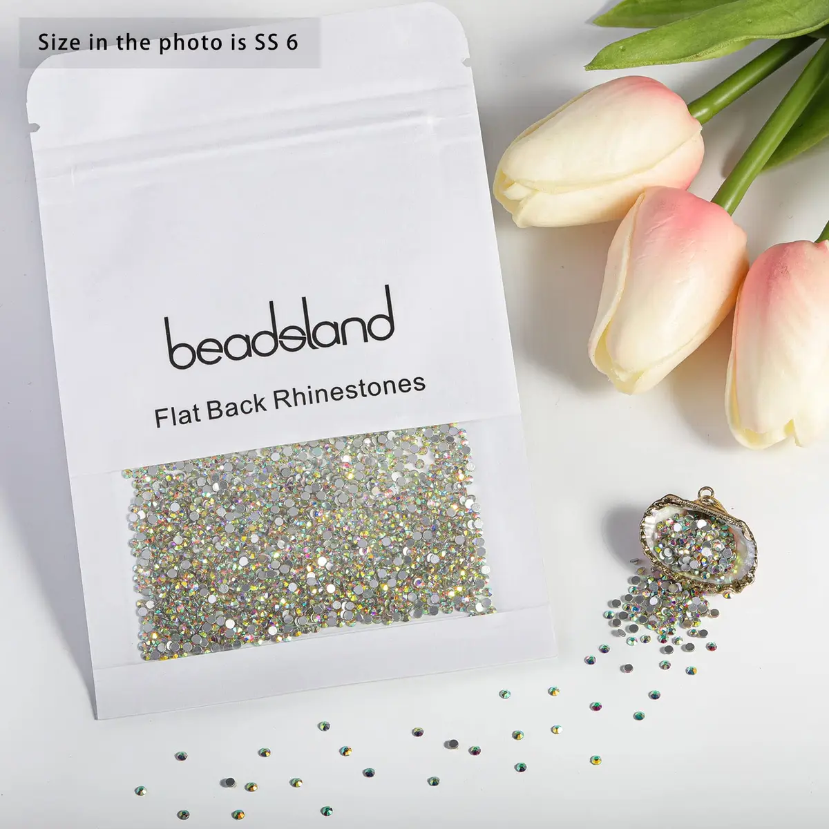 Beadsland Flat Back Crystal Rhinestones SS6 | AB Finish, 1440 pcs, Perfect for Crafts & Nails - view 4