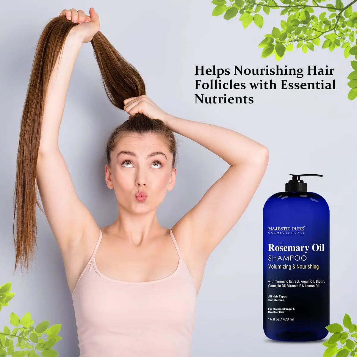 Majestic Pure Rosemary Oil Shampoo 473ml (16 Fl Oz) | Promotes Hair Growth & Thickness - view 3
