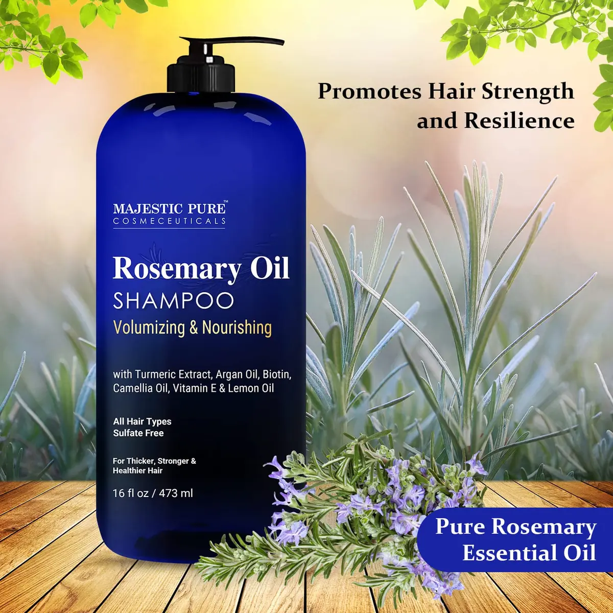 Majestic Pure Rosemary Oil Shampoo 473ml (16 Fl Oz) | Promotes Hair Growth & Thickness - view 4