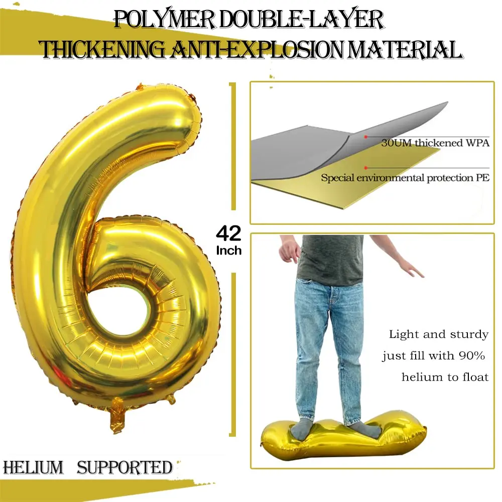 GOER 16th Birthday Balloons 42 Inch Jumbo Foil Helium (Gold) | Sweet 16 Party Decorations - view 2