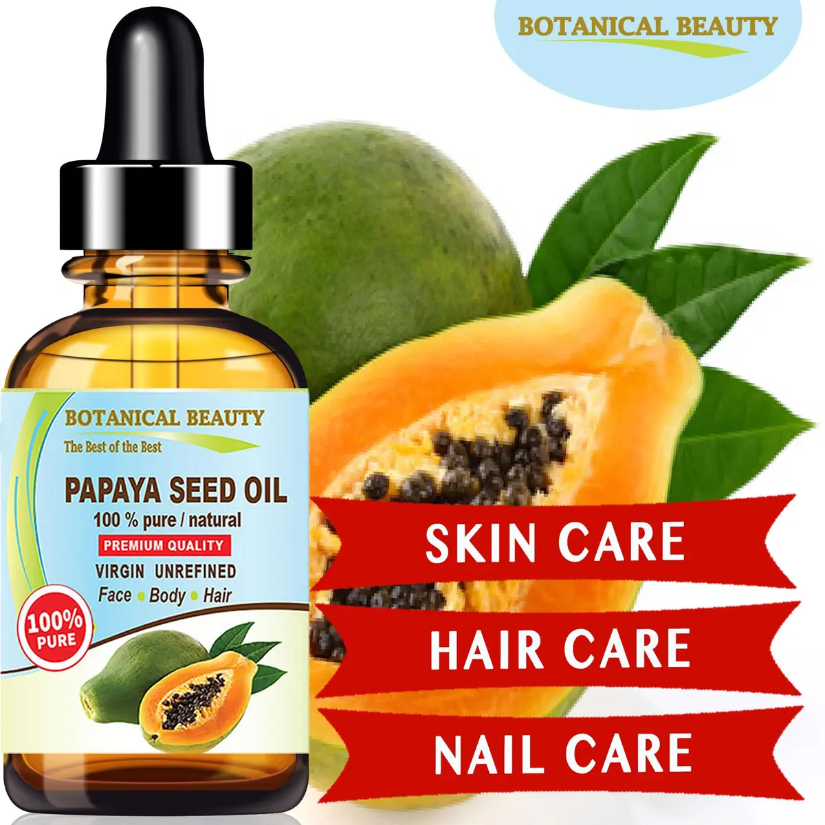Botanical Beauty Papaya Seed Oil 15 ml | Natural Virgin Cold Pressed Face & Skin Oil for All Skin Types - view 2