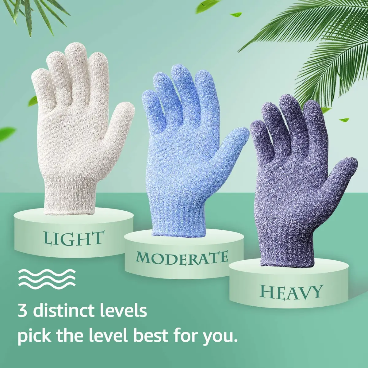 Evridwear Exfoliating Dual Texture Bath Gloves for Shower, Spa, Massage & Body Scrubs | Dead Skin Cell Remover with Hanging Loop (1 Pair Heavy Glove) - view 5