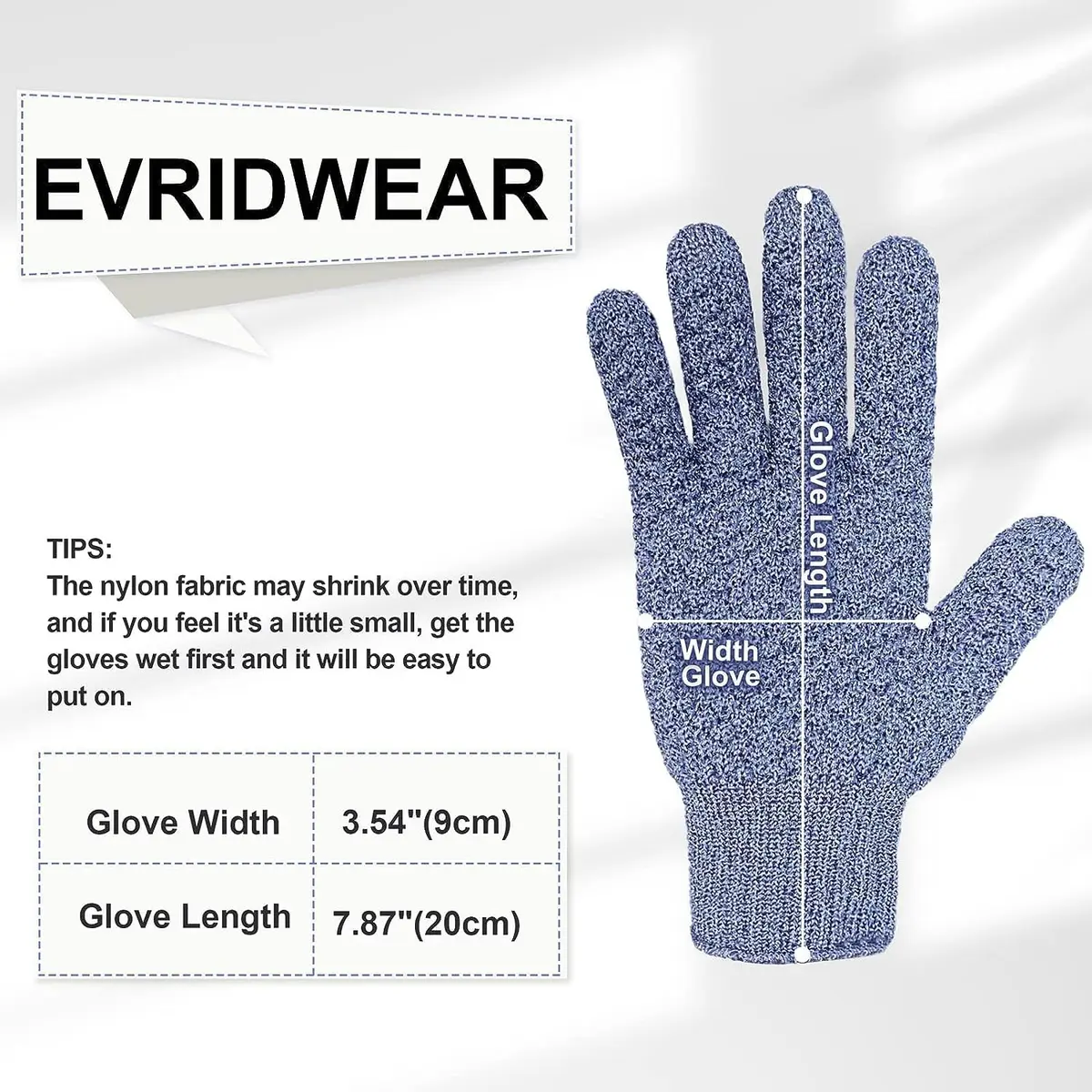 Evridwear Exfoliating Dual Texture Bath Gloves for Shower, Spa, Massage & Body Scrubs | Dead Skin Cell Remover with Hanging Loop (1 Pair Heavy Glove) - view 7