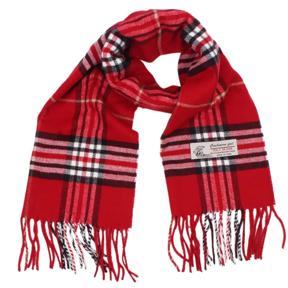 TZ Promise Plaid Cashmere Feel Scarf 183cm x 30cm (72in x 12in) | Soft Luxurious Winter Wrap - main product image