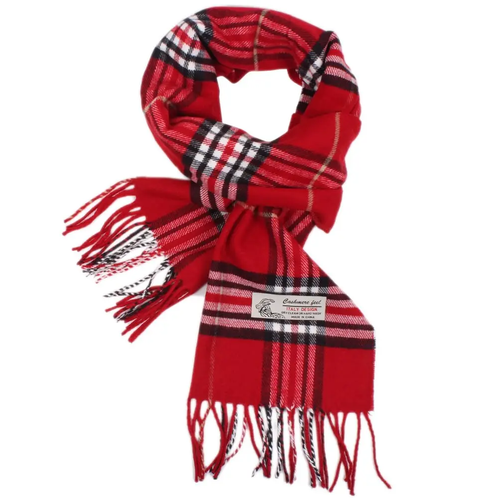 TZ Promise Plaid Cashmere Feel Scarf 183cm x 30cm (72in x 12in) | Soft Luxurious Winter Wrap - view 2
