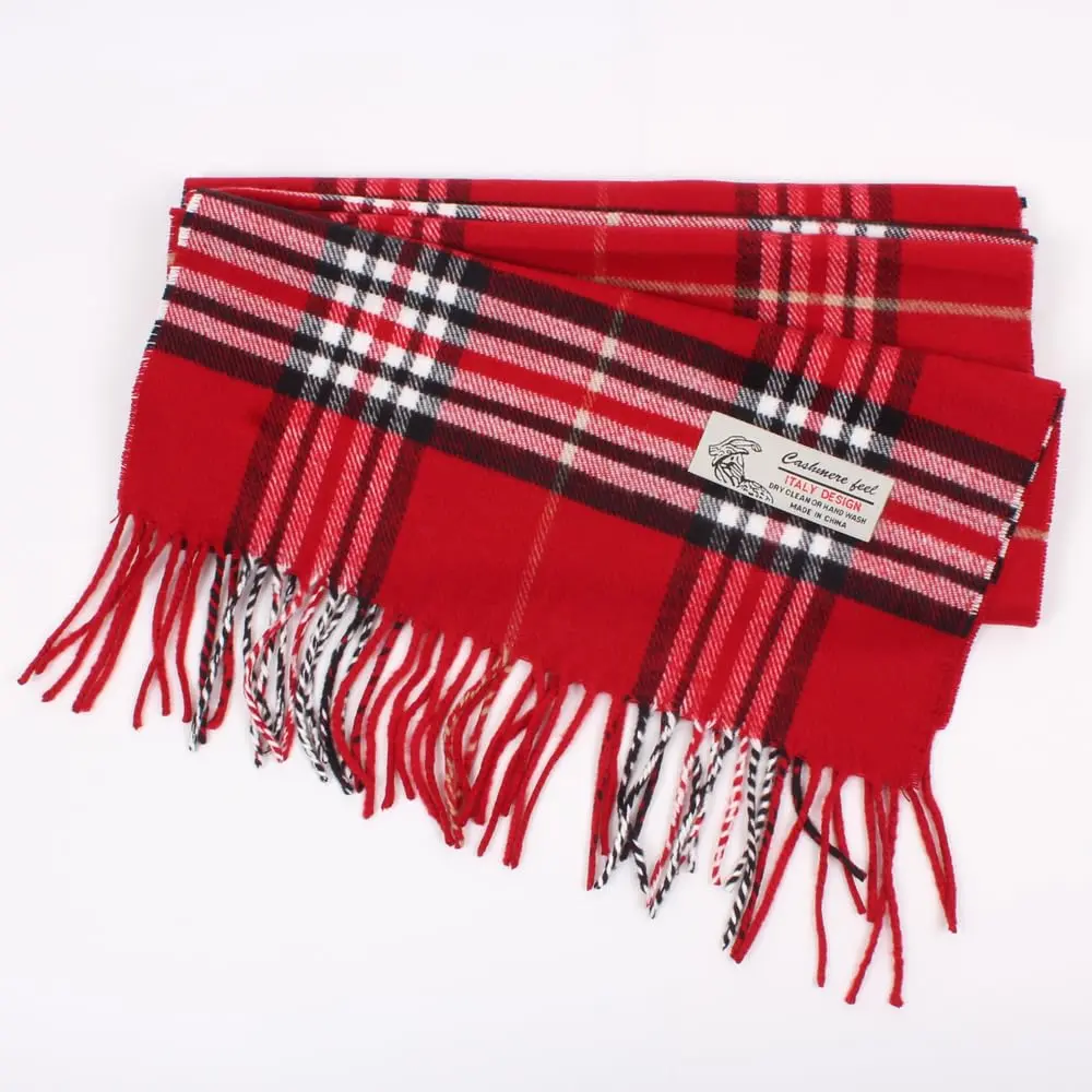 TZ Promise Plaid Cashmere Feel Scarf 183cm x 30cm (72in x 12in) | Soft Luxurious Winter Wrap - view 3