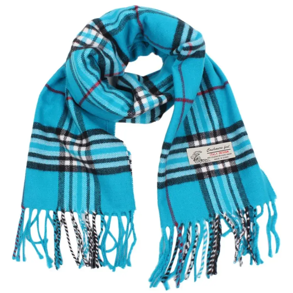 TZ Promise Plaid Cashmere Feel Scarf 183cm x 30cm (72in x 12in) | Soft Warm Viscose Wrap - main product image
