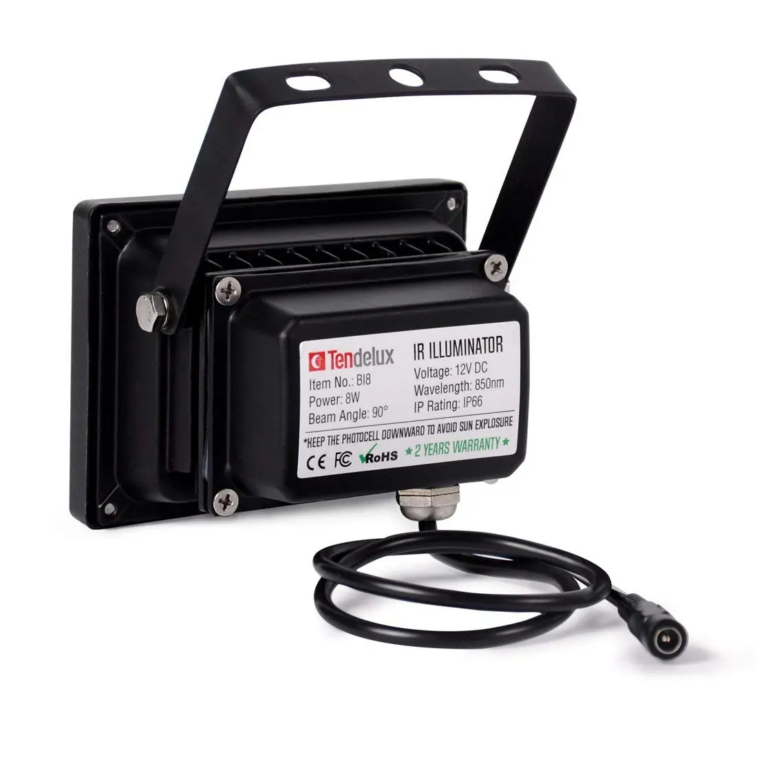 Tendelux BI8 IR Illuminator 8W 90° 120ft | IP66 Weatherproof CCTV Camera Night Vision - view 4