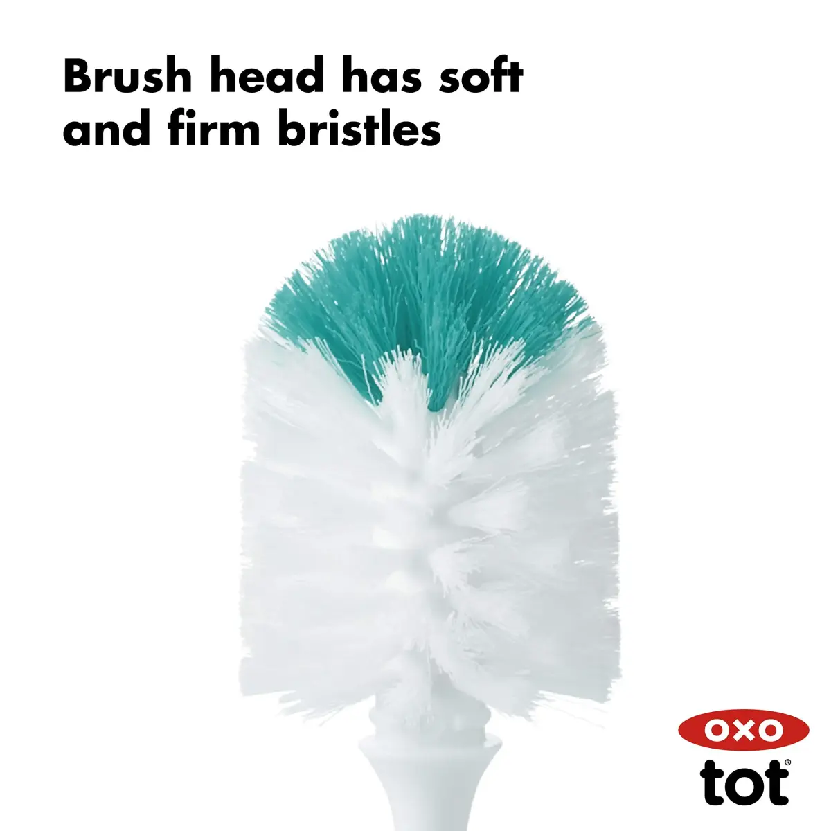 OXO Tot Bottle Brush with Nipple Cleaner and Stand, Teal | Flexible Neck for Contoured Bottles - view 7