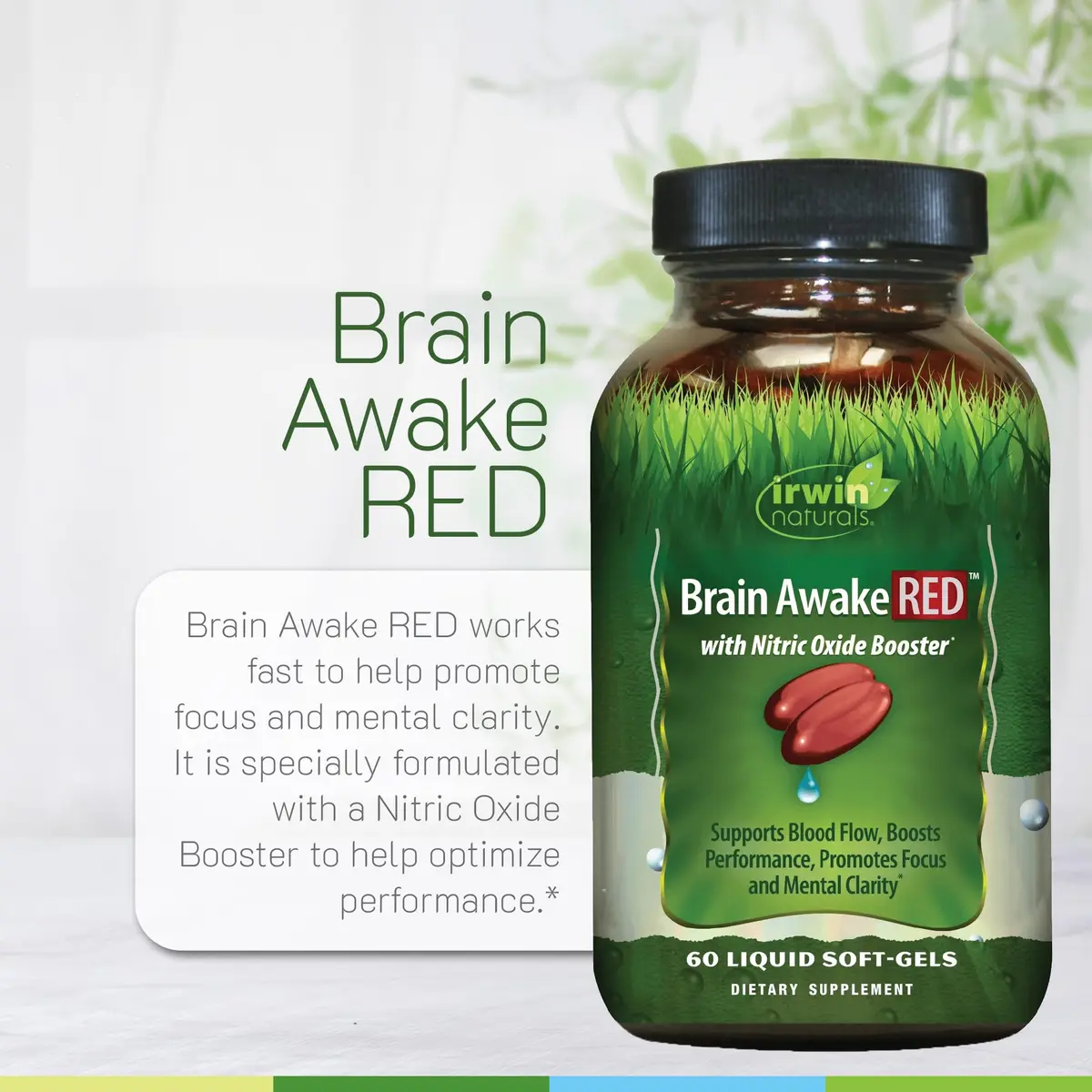 Irwin Naturals Brain Awake RED Focus & Mental Clarity Support | 60 Softgels - view 5