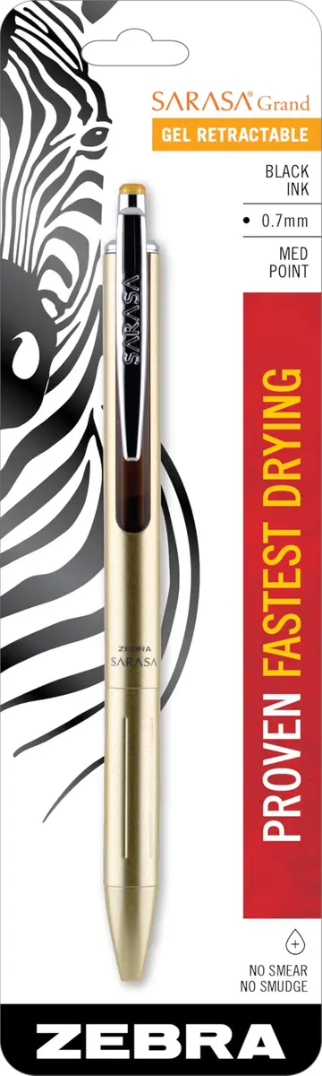 Zebra SARASA Grand Gel Pen 0.7mm | Gold Brass Finish, Smear-Resistant, Refillable, 1-Pack (70-120c) - main product image