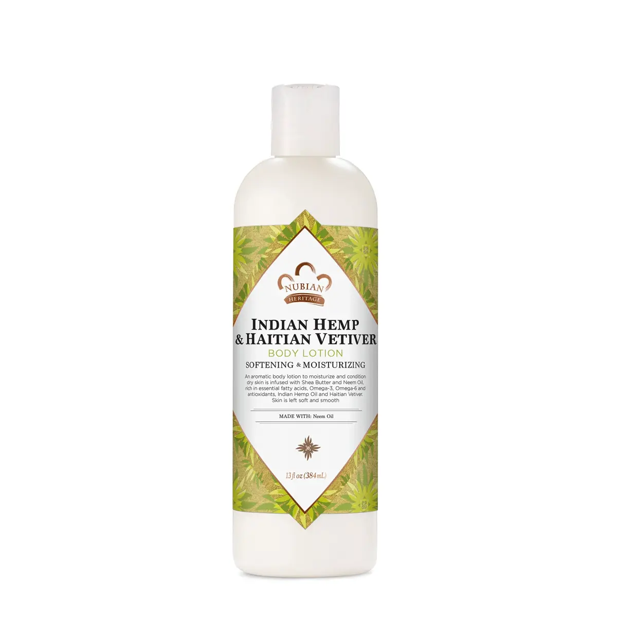 Nubian Heritage Body Lotion Indian Hemp & Haitian Vetiver 13 oz (384 ml) | Hydrates Dry Skin with Shea Butter & Neem Oil - main product image