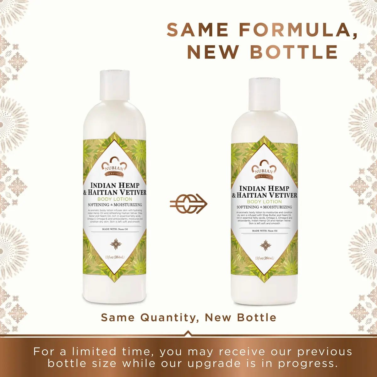 Nubian Heritage Body Lotion Indian Hemp & Haitian Vetiver 13 oz (384 ml) | Hydrates Dry Skin with Shea Butter & Neem Oil - view 2