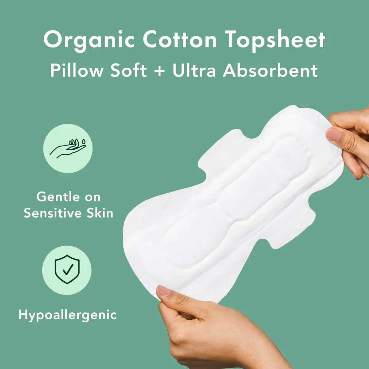Rael Organic Cotton Cover Pads for Women, Heavy Absorbency, Unscented (Large, 24 Count) | USA Imported Feminine Care - view 4