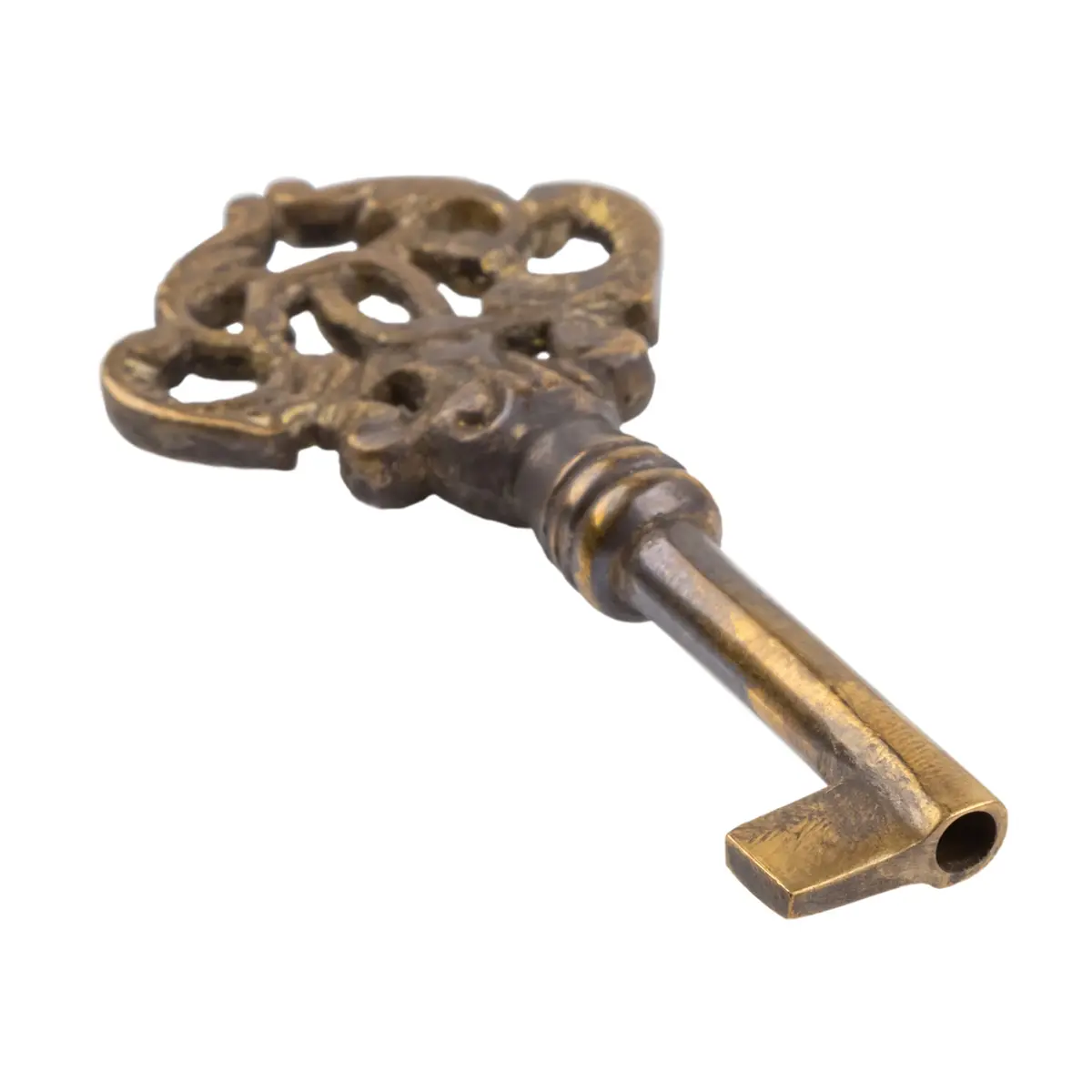 UNIQANTIQ HARDWARE SUPPLY Hand Aged Solid Brass Skeleton Key 3-1/4" Antique Brass - view 2