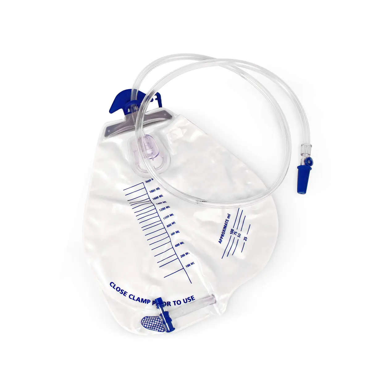 BodyHealt Urinary Drainage Bag with Anti-Reflux Chamber, 2000 mL Vinyl with 48" Drainage | Leak-Resistant, Odor Containment, 2 Pack - main product image