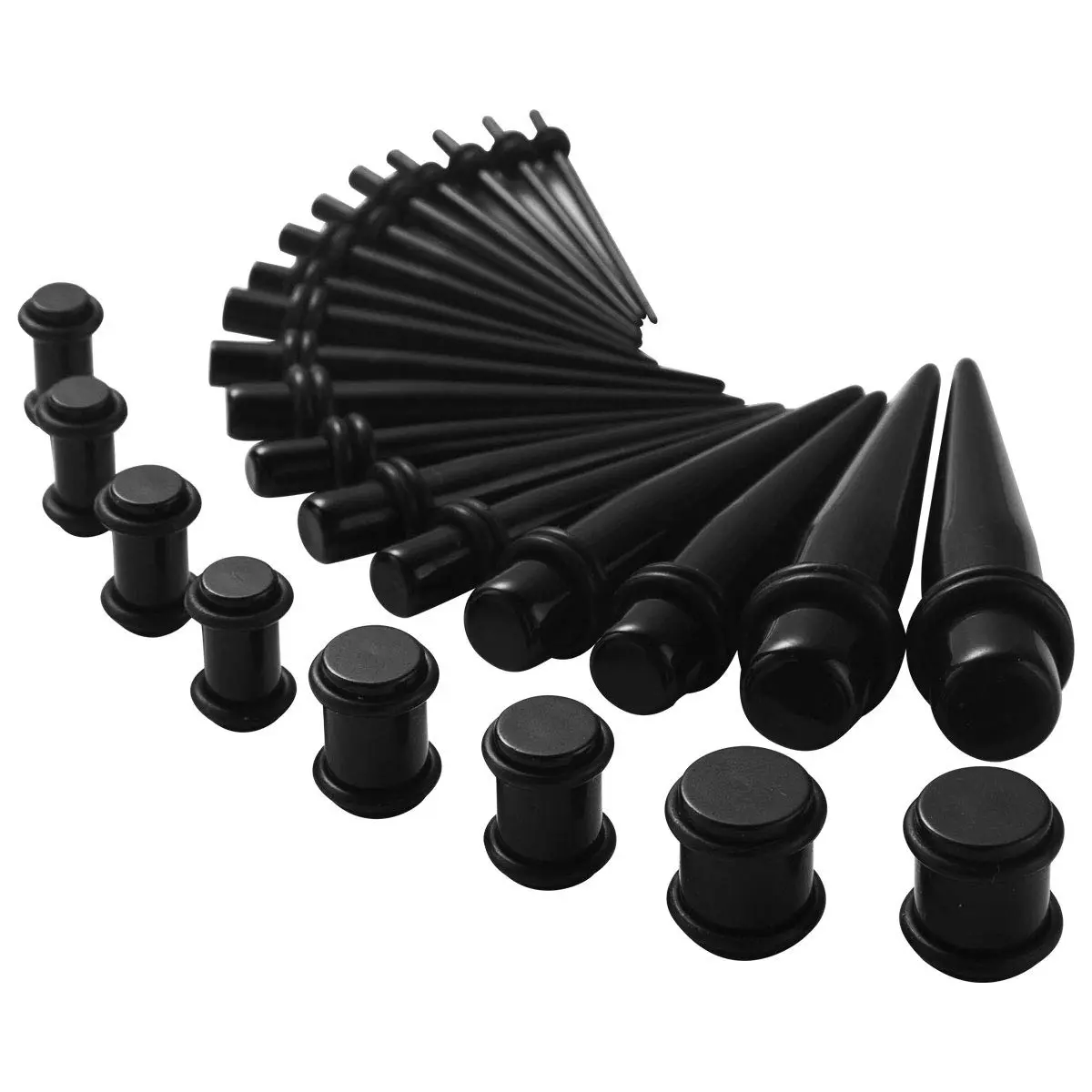 JDXN Ear Stretching Kit 14G to 00G - 50 Pieces Acrylic Tapers Silicone Tunnels Plugs Gauges Expander Set for Ear Piercing Jewelry - view 2