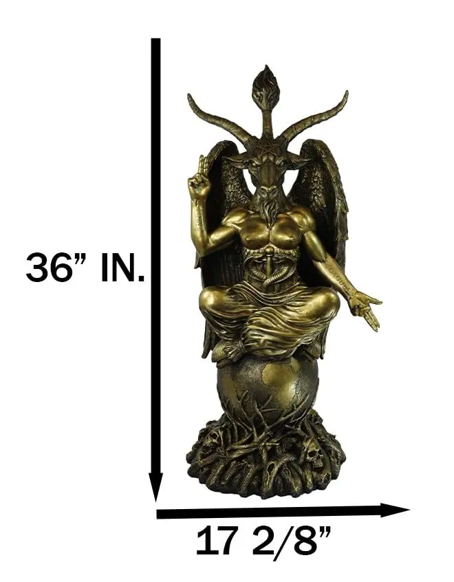Ebros Gift 35" Oversized Baphomet Statue Gold Tone Resin Sculpture | Classic Religious Idol - view 8