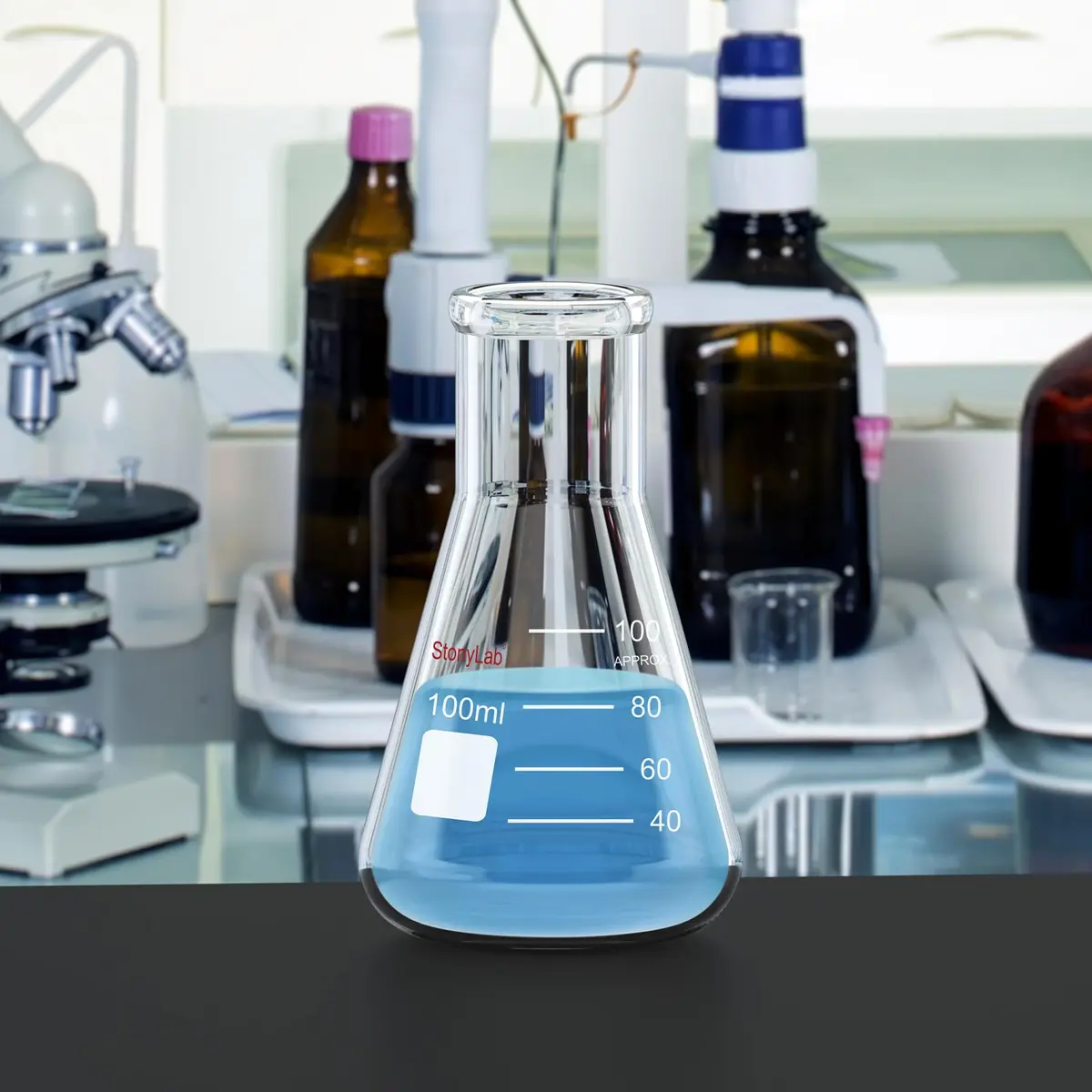 stonylab 100 ml Narrow Mouth Erlenmeyer Glass Flask | Heavy Duty Rim, Borosilicate - view 5