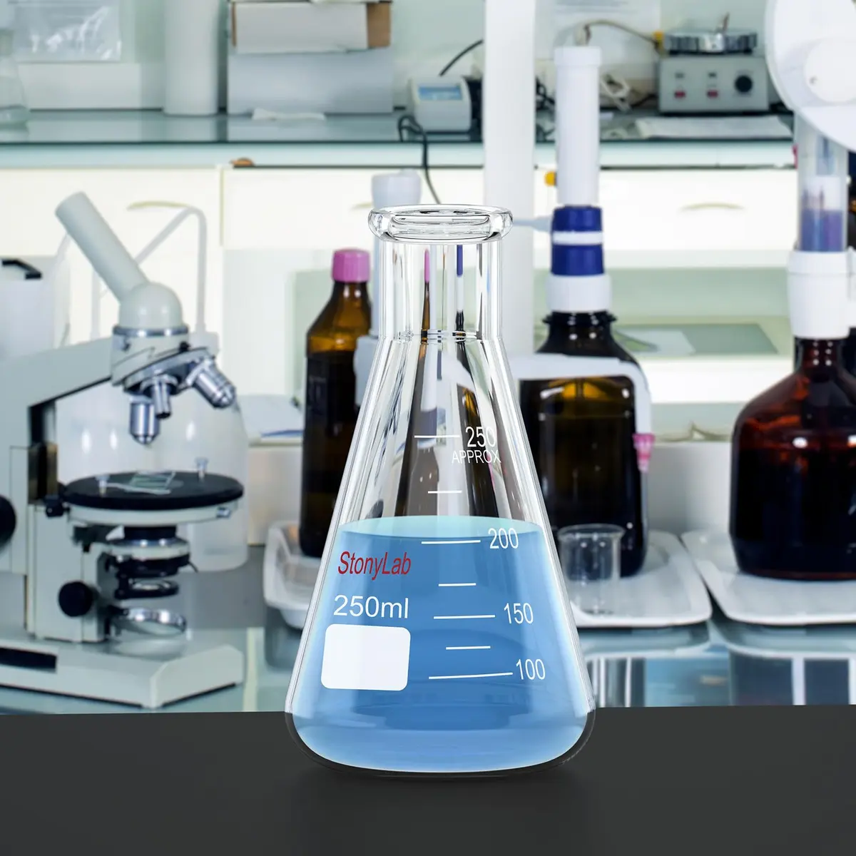 stonylab Glass Erlenmeyer Flask 250ml Heavy Wall Narrow Mouth | Borosilicate Lab Flask - view 5
