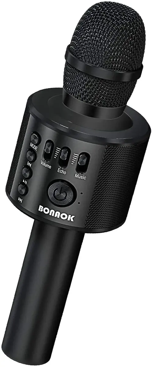 BONAOK Wireless Bluetooth Karaoke Microphone Q37 Black | Portable Handheld Mic Speaker for Smartphones & Parties - main product image