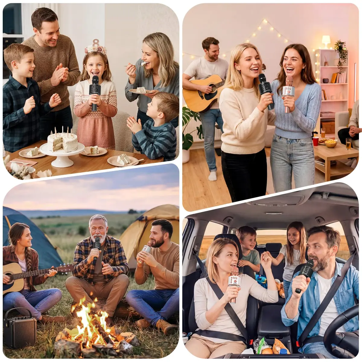 BONAOK Wireless Bluetooth Karaoke Microphone Q37 Black | Portable Handheld Mic Speaker for Smartphones & Parties - view 6