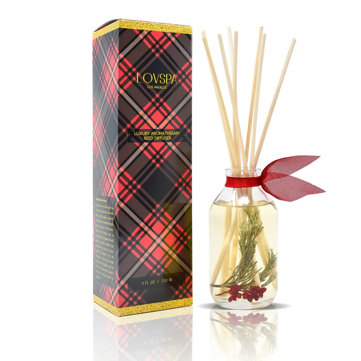 LOVSPA Reed Diffuser Set - Joy Winterberry Spruce 4oz | Long-Lasting, Flame-Free Home Fragrance - main product image