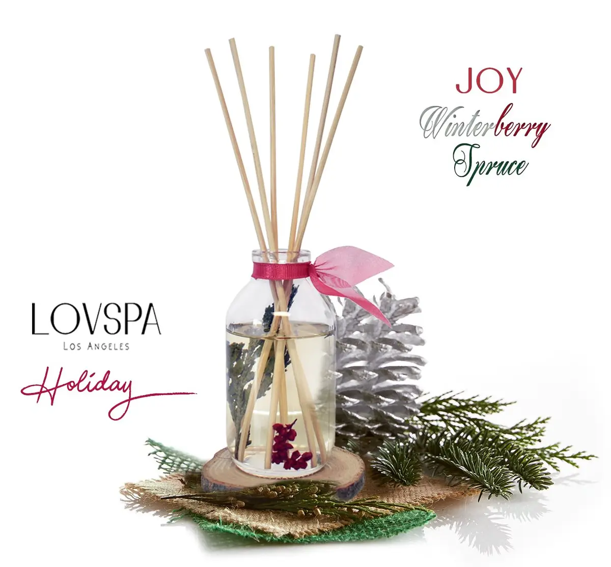 LOVSPA Reed Diffuser Set - Joy Winterberry Spruce 4oz | Long-Lasting, Flame-Free Home Fragrance - view 5