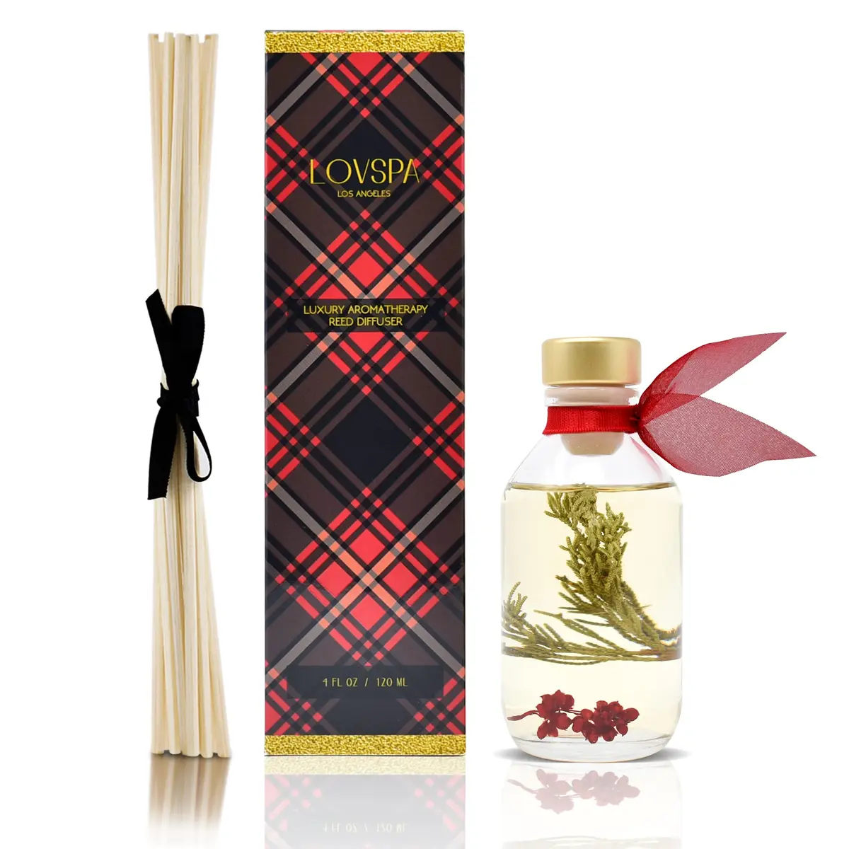 LOVSPA Reed Diffuser Set - Joy Winterberry Spruce 4oz | Long-Lasting, Flame-Free Home Fragrance - view 2