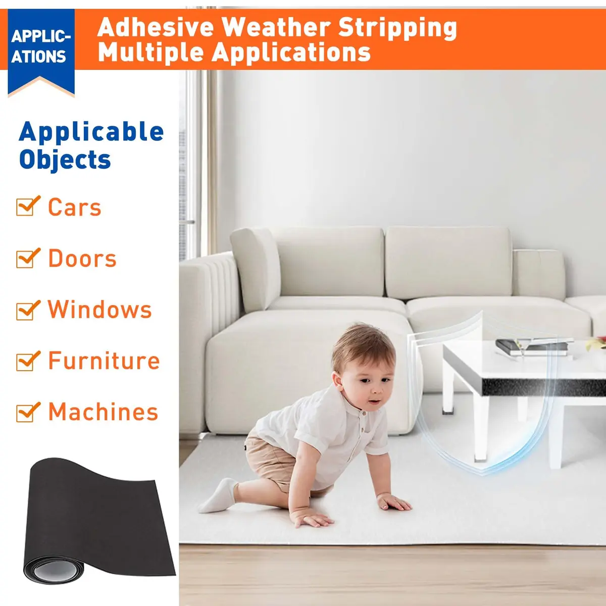 MAGZO Adhesive Neoprene Foam Sheet 6mm (1/4") x 300mm x 1500mm | Closed Cell Foam Roll for Industrial Use - view 7