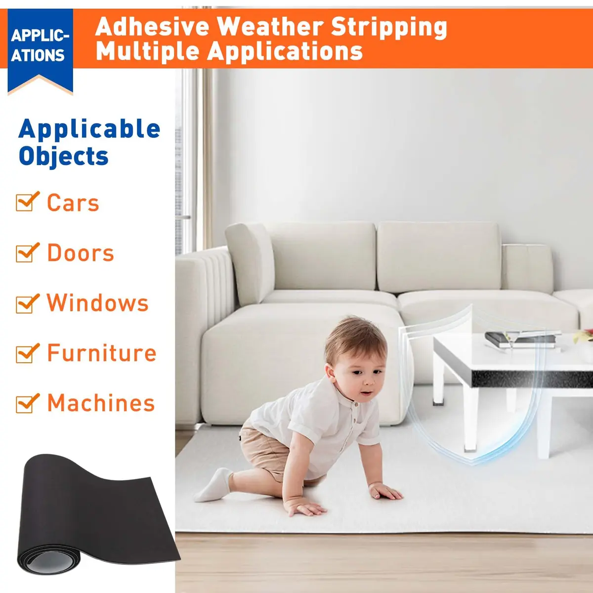 MAGZO Adhesive Sponge Neoprene Foam Padding 3.0 mm (1/8") x 1500 mm (59") x 300 mm (12") | Closed Cell Weatherproof Seal - view 6