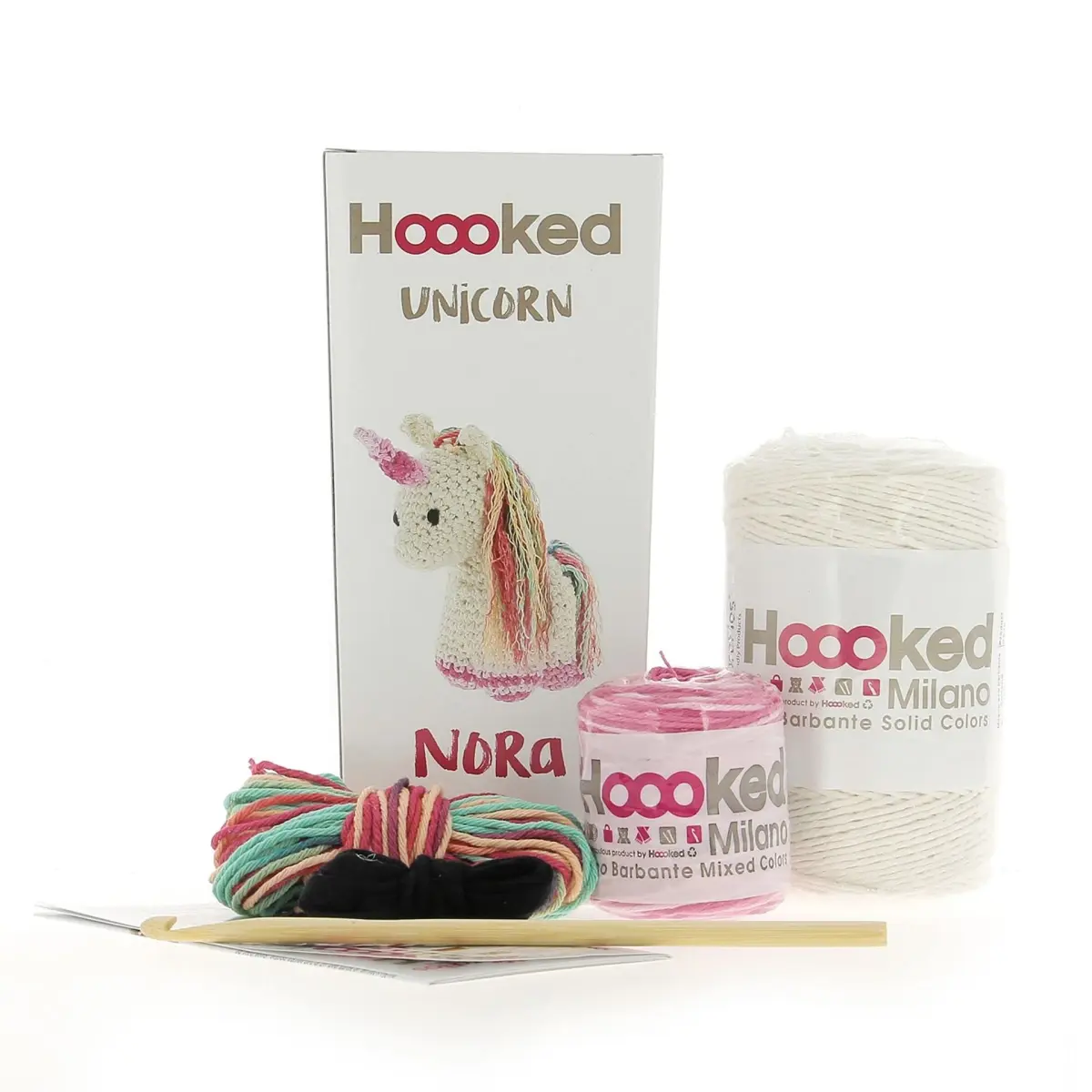 Hoooked Unicorn Nora Yarn Kit W/Eco Brabante Yarn-Off White | Recycled Cotton Art & Craft Kit for DIY Creators - view 2
