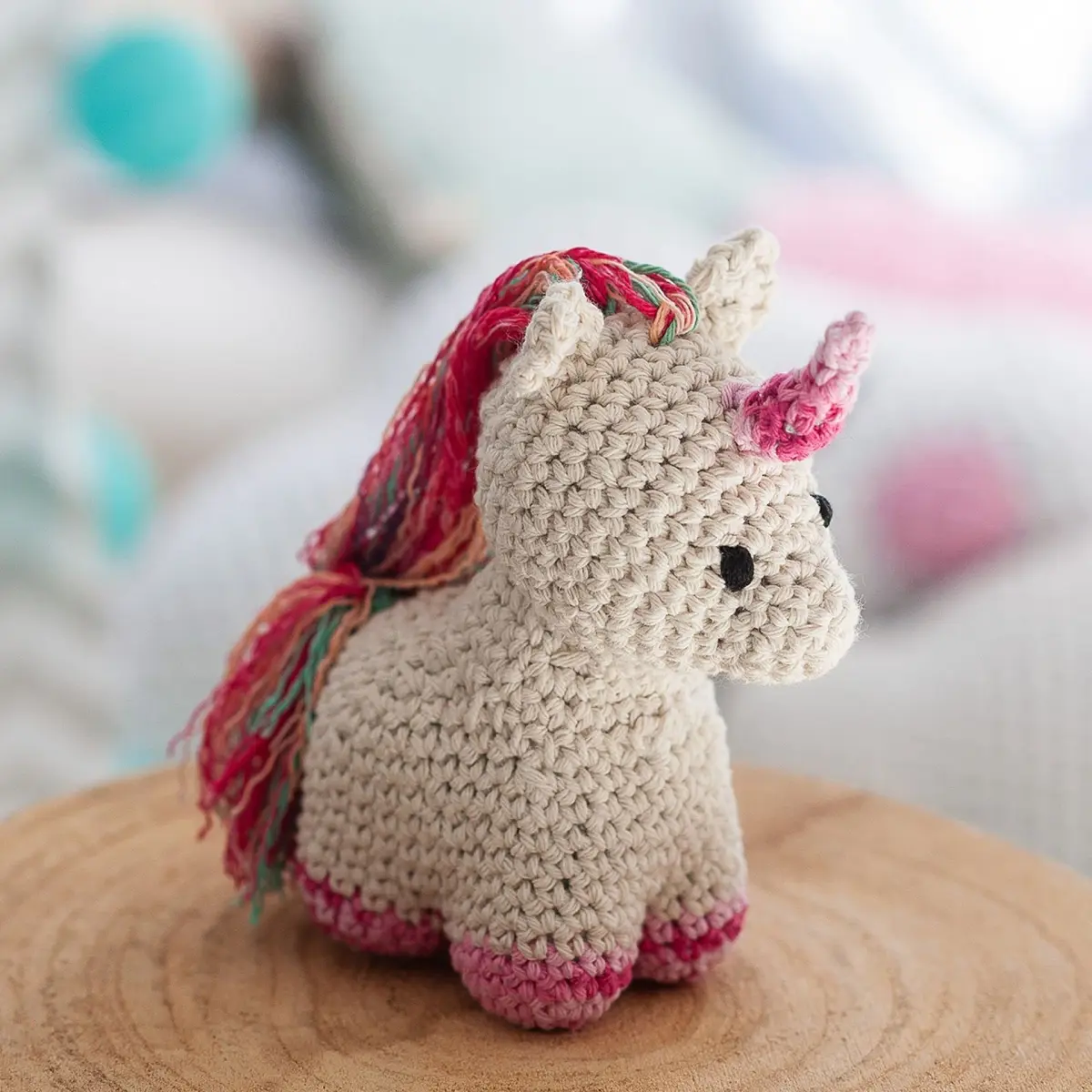 Hoooked Unicorn Nora Yarn Kit W/Eco Brabante Yarn-Off White | Recycled Cotton Art & Craft Kit for DIY Creators - view 3