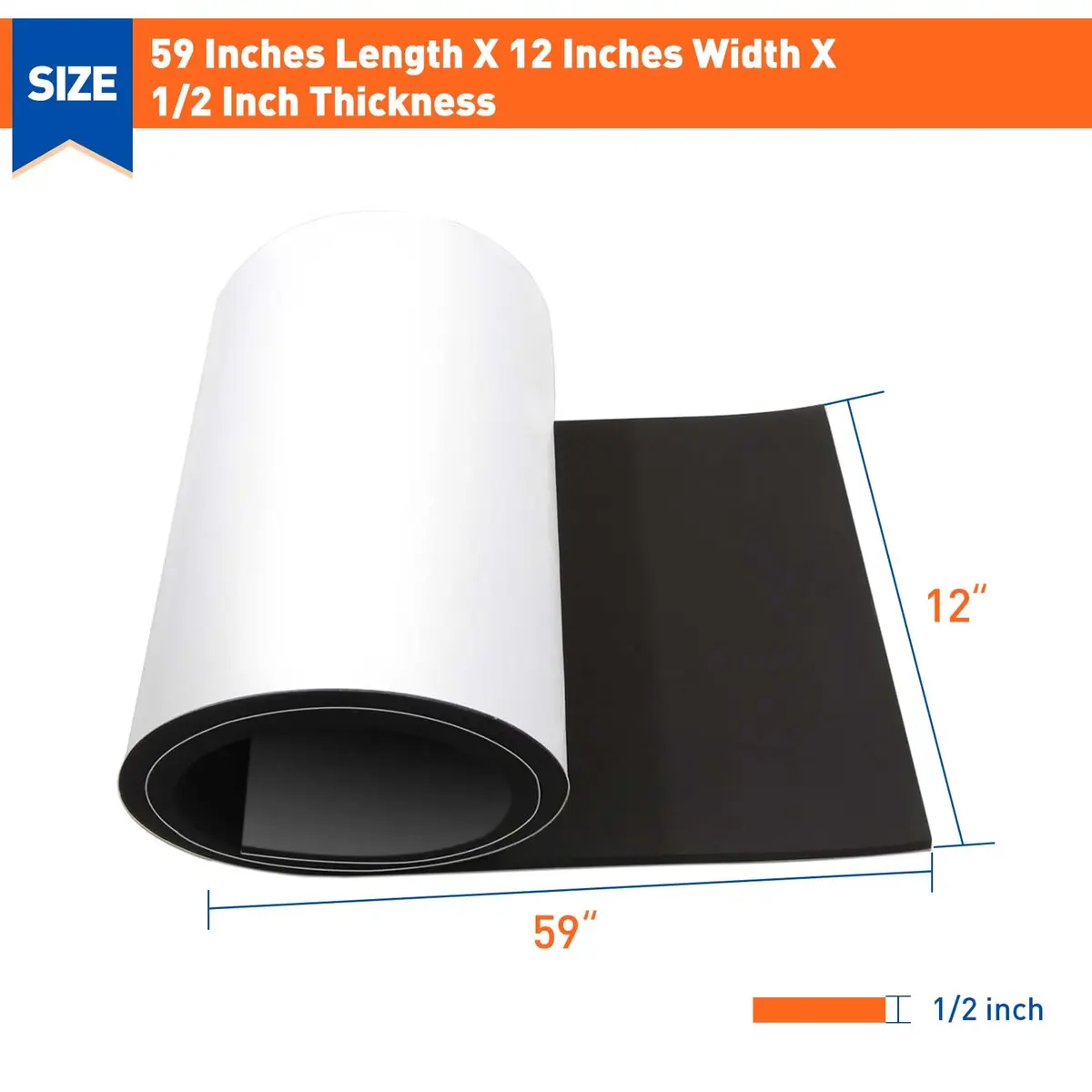 MAGZO Adhesive Sponge Neoprene Foam Padding 12" x 59" x 1/2" Black | Weatherproof Soundproof Insulation for Cars & Machinery - view 2