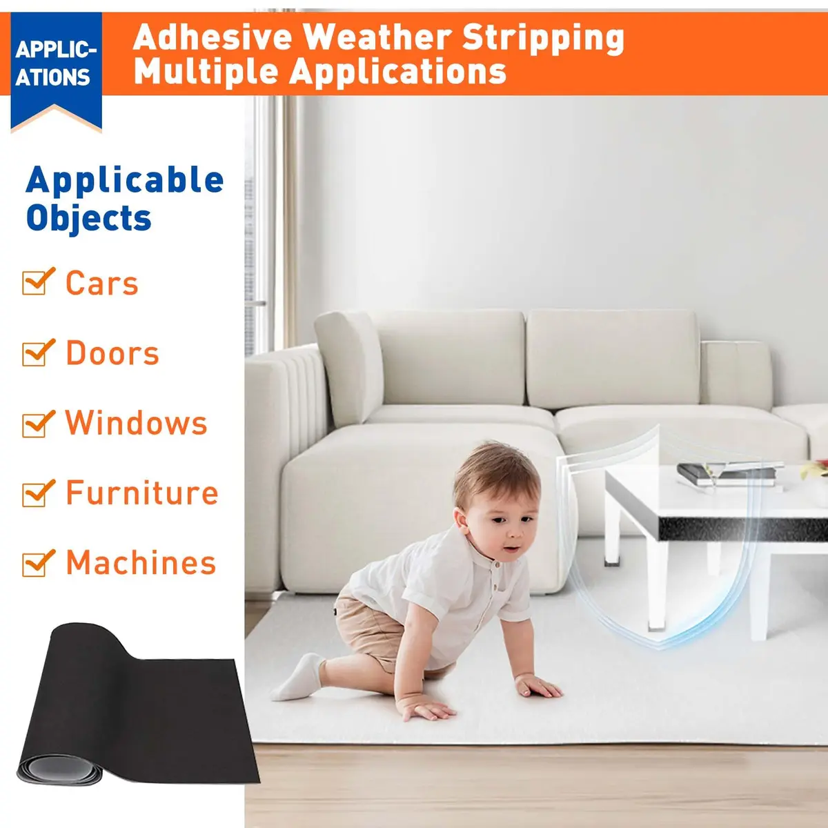 MAGZO Adhesive Neoprene Foam Padding Sheet 1.58mm (1/16") x 300mm x 1500mm | Strong Adhesive, Sound Dampening, Waterproof - view 7