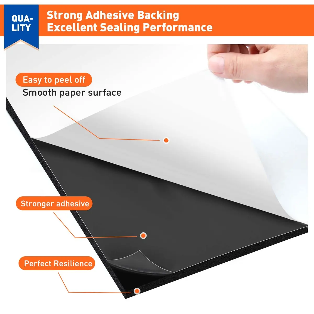 MAGZO Adhesive Neoprene Foam Padding Sheet 1.58mm (1/16") x 300mm x 1500mm | Strong Adhesive, Sound Dampening, Waterproof - view 3