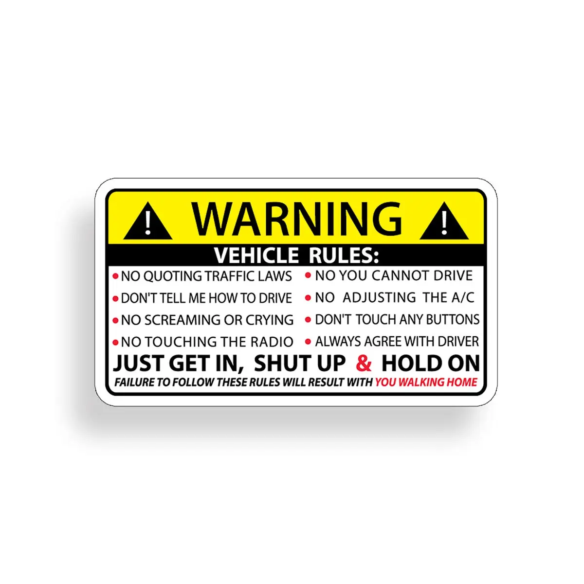 215 Decals Vehicle Rules Sticker 4" x 2.25" | Waterproof Vinyl for Car & Truck - main product image